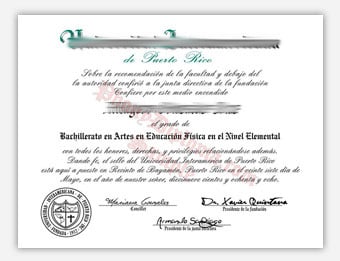 Universidad Interamericana de Puerto Rico - Fake Diploma Sample from Puerto Rico